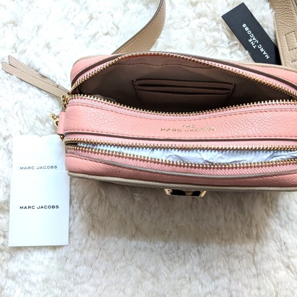 NWT Marc Jacobs Softshot Color Blocked Leather Crossbody (Apricot Beige Multi) - Picture 9 of 16